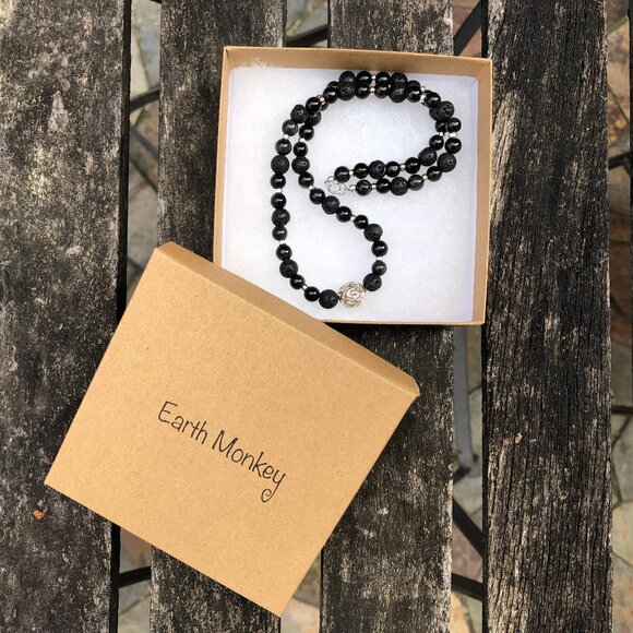 Black natural stone & sterling silver choker - Picture 6 of 9